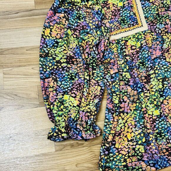 It’s Women's Plus 2XL Multicolor Blouse Ballon Sleeves Abstract Colorful Scoop - Picture 8 of 14